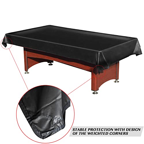 Pool Table Cover PVC Waterproof Dustproof for 7/8/9 Ft Billiard/Pool Table ,Black,7 Feet