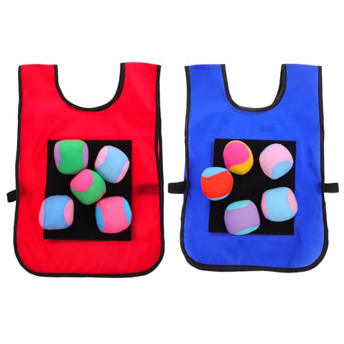 Ipetboom Dodgeball Target Game Set for Kids: 10 Soft Fleece Tag Balls with 2 Sticky Vests, 2-Player Game for Adult Indoor and Outside Play and Sports Activities Toys