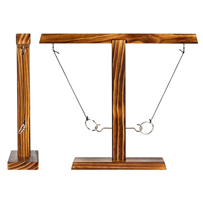Franklin Sports Dueling Ring Hooking Game - Fun Wooden Adult and Kid Party Indoor Game Room Activity - Two Rings and Score Tracker Included