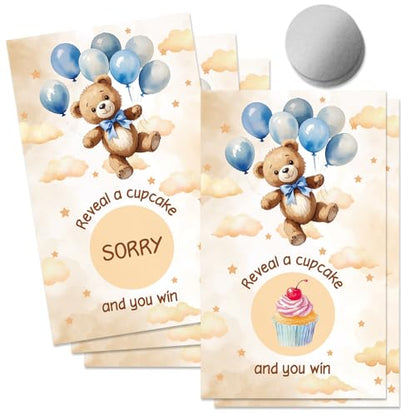 50 Pcs Bear Birthday Scratch Off Game Cards for Birthday Party | Ideal for Birthday Party Lottery Game Group Games Family Activity, Baby Shower Activity and Idea, Baby Shower Party Supplies - color: Light Beige