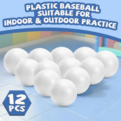 YongnKids 12 Pcs Toddler Baseball Balls Replacement T-Ball, 2.75" Plastic Baseballs with Mesh Bag Perfect for Tee-Ball Practice, Baseball Hitting & Training,Softball,Sports Theme Party Favors Gifts