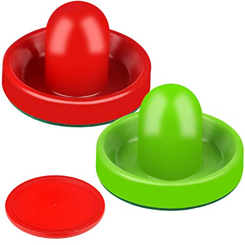 ONE250 Air Hockey Pushers and Red Air Hockey Pucks, Goal Handles Paddles Replacement Accessories for Game Tables (4 Striker, 4 Puck Pack) - color: Red & Green