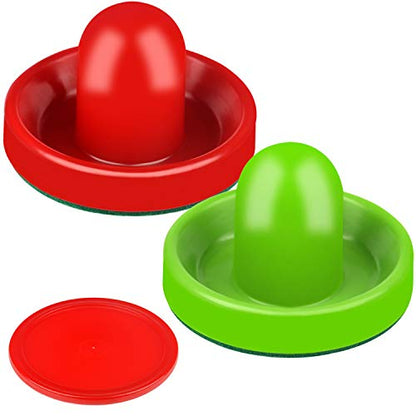ONE250 Air Hockey Pushers and Red Air Hockey Pucks, Goal Handles Paddles Replacement Accessories for Game Tables (4 Striker, 4 Puck Pack) - color: Red & Green