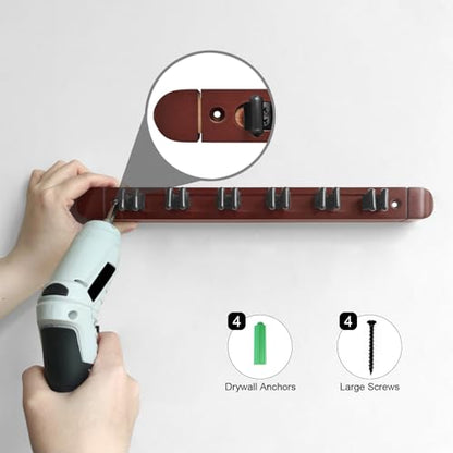 Pool Cue Rack Wall Mounted Rack Billiard/Pool Cue Wall Rack Cue Rest Cue Stick Holder (Burgundy / 6 Cues) - color: Burgundy, size: 6 Cues Holder