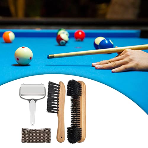Billiards Table Cleaning Brush Set with Roller and Wooden Handle for Pool Table Maintenance- Brown 4PCS - color: Brown 4PCS