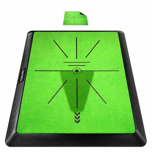 COSPOPTIC Golf Hitting Mat with Swing Path Feedback, Heavy-Duty Rubber Base Anti-Slip Golf Training Mat, Extra Replaceable Surface, Portable Practice Mat for Home Office Garage Yard Indoor Outdoor - style: Golf Mat
