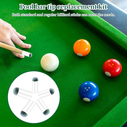 25PCS Slip On Pool Cue Tips 9-13mm Billiard Queue Stick Replacement Kit