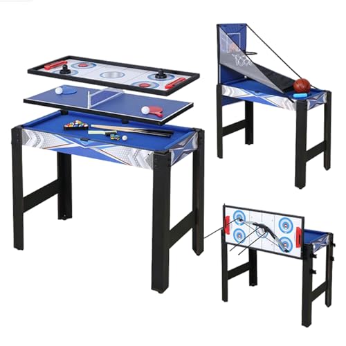 5-in-1 Multi Game Table, Combo Game Table with Billiards, Hockey, Table Tennis, Arrow Shooting, Basketball, Kids and Adults Gifts for Home, Arcade, Game Room-All Accessories Included