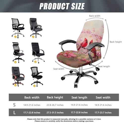 Office Chair Cover, Cardinal Stretchable Computer Chair Slipcover with Armrest Lightweight Boss Chair Cover Rotating Desk Chair Slipcover for Conference Room Office - color: Cardinal 2, size: Small