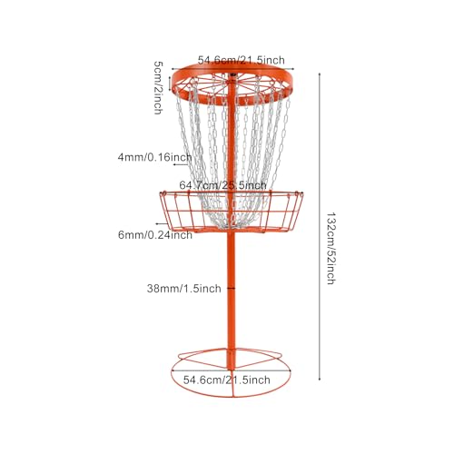 Disc Golf Basket, Portable Disc Golf Target Basket with 24 Heavy-Duty Chains, Professional Disc Golf Training Stand & Practice Basket for Backyard, Park, Camping