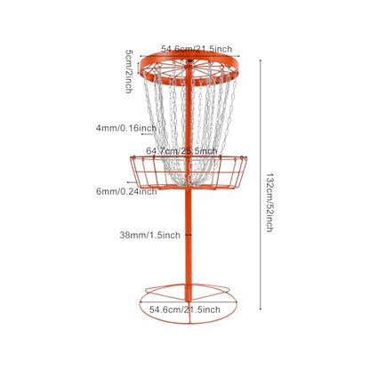 Disc Golf Basket, Portable Disc Golf Target Basket with 24 Heavy-Duty Chains, Professional Disc Golf Training Stand & Practice Basket for Backyard, Park, Camping