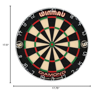 WINMAU Diamond Plus Dartboard - PDC Tournament Dart Board with High-Density Sisal & Reduced Bounce-Out Wiring - Available as Board Only, Surround Set or Cabinet Set with Steel Tip Darts