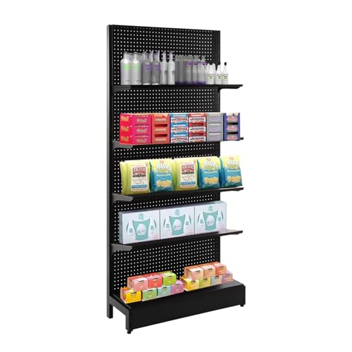 Eastern Tree Pegboard Display Stand, 3x6.5 Feet Gondola Retail Shelving Wall Display for Convenient Grocery Office Supply or Retail Stores, Standing Peg Board Display Rack with 20 Hooks, No 4 Shelves - size: 1 Unit 3 x 6.5 Feet