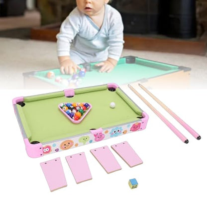 SUNGOOYUE Mini Pool Table, 51x32cm Portable Children Desktop Pool Table with Locking Legs Balls Cues for Indoor Family Entertainment Parent Child Bonding