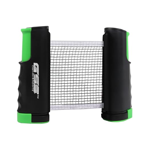 GSE Games & Sports Expert Adjustable Retractable Ping Pong Net Set & Post. Professional Table Tennis Rackets and Balls, Net with Posts and Storage Bag - Pingpong Paddle and Game Table Accessories. | Adjustable - color: Black Net