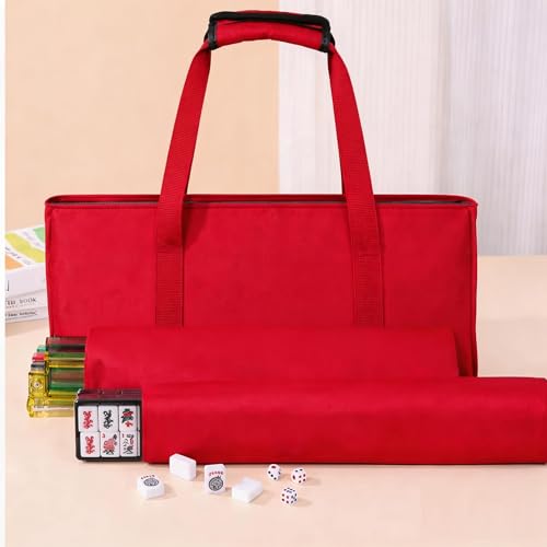 Mahjong Travel Bag for Tiles Racks & Pusher - Unisex Festive Storage Bag for 2026 Valentine’s Day, Easter & Mother’s Day, Solid Red Empty Mahjong Set (Case Only) - color: Red