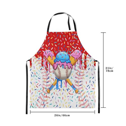 Manfei Baseball Ice Cream Kids Kitchen Apron - color: Red