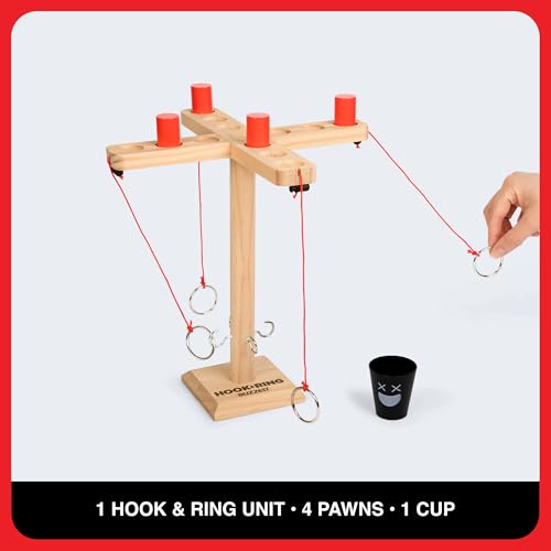 Buzzed 4-Way Hook & Ring by Relatable – Bachelor Party Drinking Game, Outdoor Party Activity for Adults, Summer Fun for Backyard, Tailgates & Group Hangouts, Includes Hook Unit, Pawns & Cup - style: 4-Way Hook & Ring