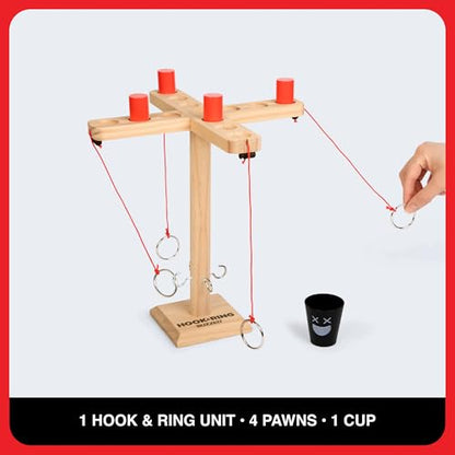 Buzzed 4-Way Hook & Ring by Relatable – Bachelor Party Drinking Game, Outdoor Party Activity for Adults, Summer Fun for Backyard, Tailgates & Group Hangouts, Includes Hook Unit, Pawns & Cup - style: 4-Way Hook & Ring