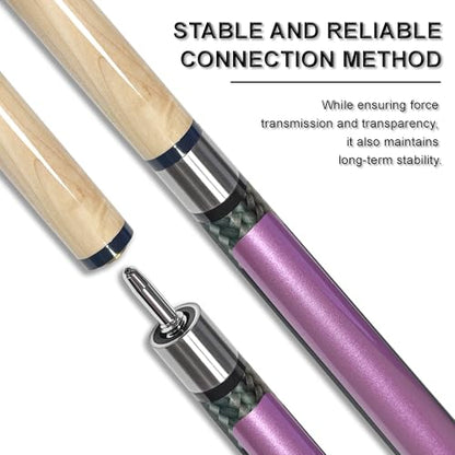 HomeSeason 58in 2-Piece Pool Cue, 18/19/20/21oz Professional Maple Billiards Stick 3D Printed Lizard Grip with Case, 12.5mm Tip Stainless Steel Quick Screw - color: 18oz(Purple)