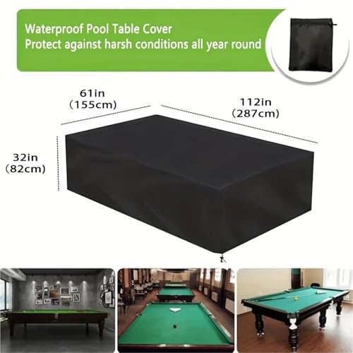 Pool Table Cover 1pc Anti-Tearing Dustproof Waterproof Billiard Table Cover, Pool (Black)(260x135x82cm) - size: 260x135x82cm