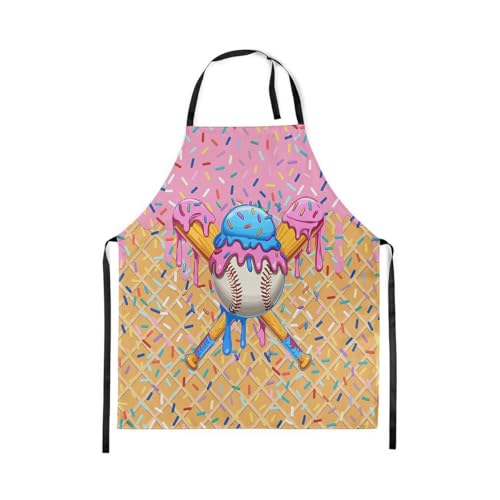 Manfei Baseball Ice Cream Kids Kitchen Apron - color: Light Pink