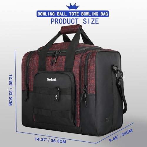 Goloni 1 Ball Bowling Bag for Men, Durable Bowling Tote with Padded Holder & Ventilated Shoe Compartment (Fits Size 14) - color: Red
