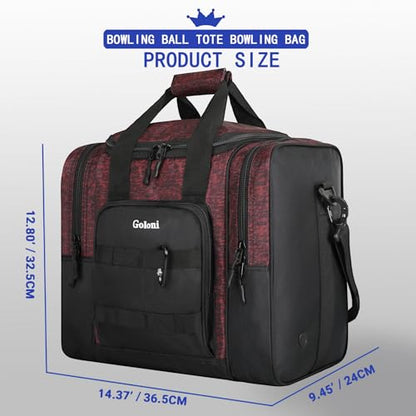 Goloni 1 Ball Bowling Bag for Men, Durable Bowling Tote with Padded Holder & Ventilated Shoe Compartment (Fits Size 14) - color: Red