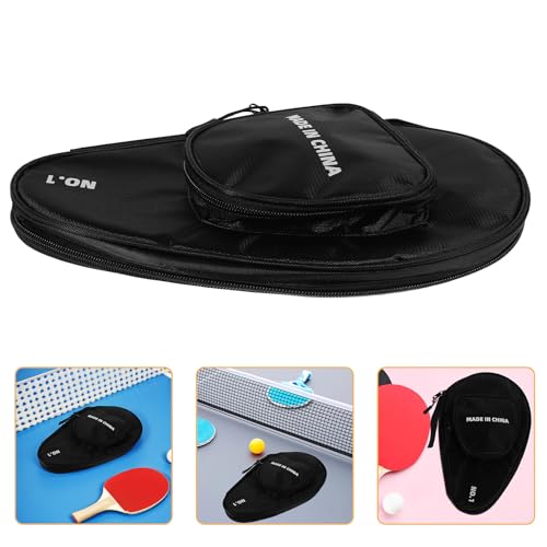 Garneck Table Tennis Paddle Case Double Racket Cover Gourd-shaped Hard Waterproof Bat Storage Bag with 7 Balls Holder for Professional Ping Pong Player