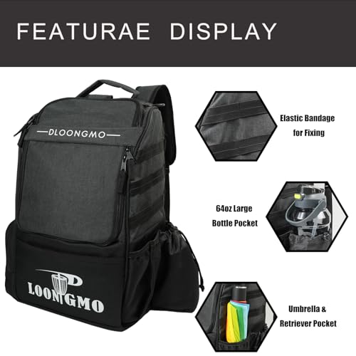 Disc Golf Bag, Durable Disc Golf Backpack Holds 22+ Discs, Large Capacity with Multiple Storage Pockets - color: Black
