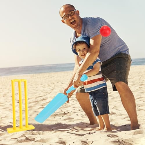 Croquet Set with Stand, Fun Croquet Wickets with 2 Balls, Safe Cricket Set, Plastics Bat and Ball Set, Enhance Strength Play Toys for Interactive Famliy, Hand-Eye Coordination