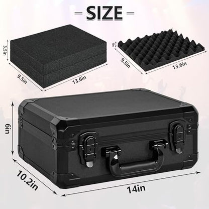 14 Inch Carrying Case With Customizable Pre-Diced Foam, Aluminum Case, Aluminum Alloy Sturdy Build, Storage Case for Microphone, Equipment, Camera, Tools, Recorder, etc - size: 14.2x10.2x5.9 Inch