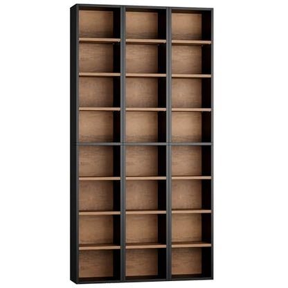 FOTOSOK 8-Tier Media Tower Rack, 11.6 X 9.3 X 71 Inches CD DVD Slim Storage Cabinet with Adjustable Shelves, Tall Narrow Bookcase Display Bookshelf for Home Office, Black/Brown - color: Black/Brown