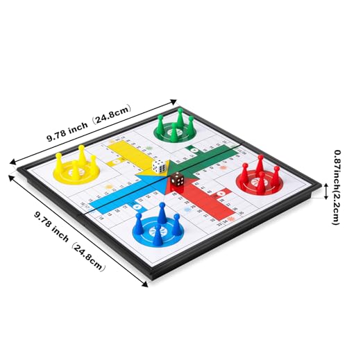 Ludo Board Game - Magnetic Folding Travel Set, Suitable for Adults and Kids, Easy to Carry, 9.78 inches in Size