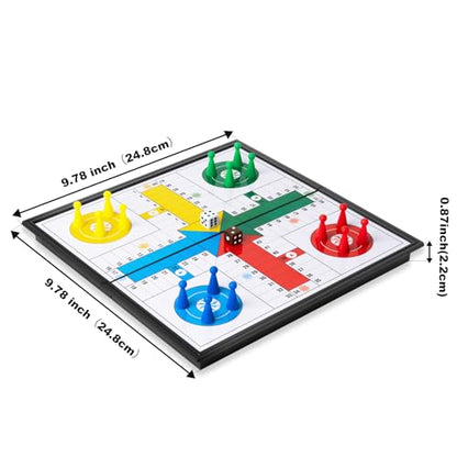 Ludo Board Game - Magnetic Folding Travel Set, Suitable for Adults and Kids, Easy to Carry, 9.78 inches in Size