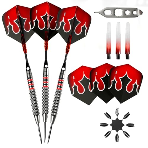 Viper Shot King Soft Tip Darts, 80% Tungsten 20 Grams, Professional Darts Plastic Tip Dart Set for Electronic Dartboard, Includes Nomad Case and Dart Accessories - color: Red, size: 22 Grams