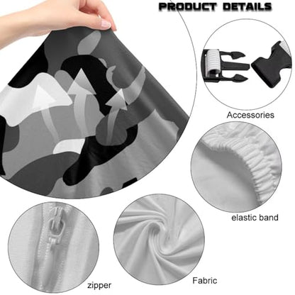 Suobstales Gray Camo Pattern Gaming Chair Covers, Stretchable Elastic Computer Desk Chair Cover with Armrest Covers, 4Pc/Set Soft Non Fading Office Chair Covers Slipcovers - color: Gray Camo