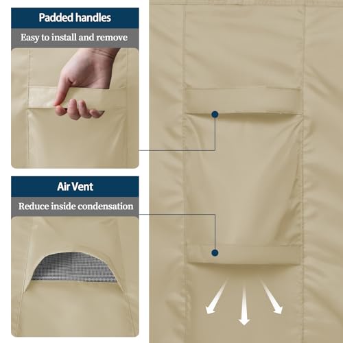 Easy-Going Square Patio Furniture Cover Waterproof Outdoor Dining Table and Chair Cover Anti-UV Outside Sectional Sofa Set Covers (126"L x 126"W x 32"H, Camel) - color: Camel, size: 126"L x 126"W x 32"H