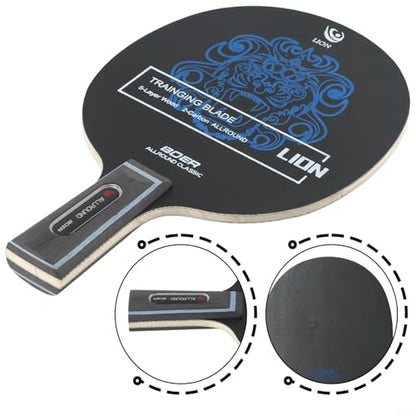 Table Tennis Blade, 7-Ply Carbon Fiber & Aryl Group Wood, Long Handle Horizontal Grip, 90g Pong Racket Blade for Indoor Games(Short) - size: Short