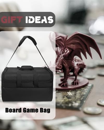 Board Game Bag- Water-Resistant Oxford Fabric with Convertible Handheld Design, 20.5" L x 13" W x 13" H, Includes 3 Elastic Box Bands