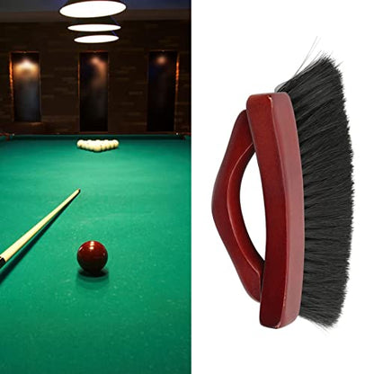 Pool Table Brush with Soft PVC, Billiard Table Cleaning Brush, Arc Shaped Rail Corner Cleaner with Ergonomic Pine Wood Handle for Felt Cloth Maintenance