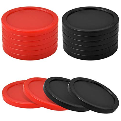 Coopay 12 Pieces Home Air Hockey Pucks 2.5 Inch Heavy Replacement Pucks for Game Tables Equipment Accessories, 12 Grams - color: Red and Black
