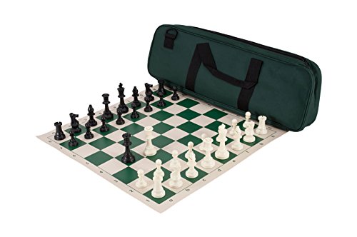 Deluxe Chess Set Combination - Triple Weighted - by US Chess Federation (Forest Green) - color: Forest Green