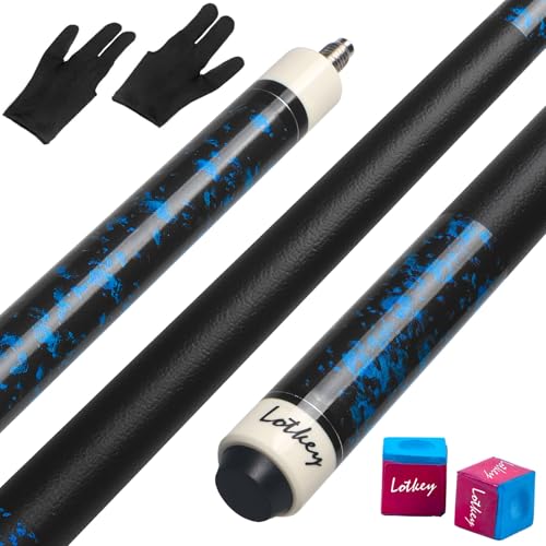 LOTKEY Pool Cue Stick,58"/52"/48"/42" Pool Cue Set of 4/2/1 Billiard Cues Sticks for Professional,Pool Sticks for Adults 14 15 19 20 21oz House Bar with 2 Billiard Chalk - color: 18oz Blue (1 piece)