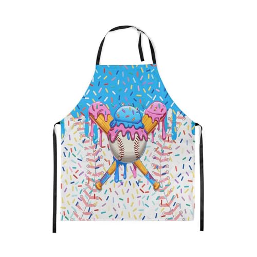 Manfei Baseball Ice Cream Kids Kitchen Apron - color: Blue