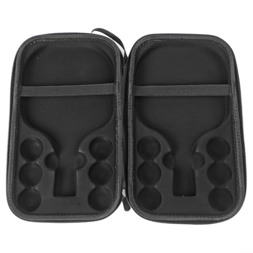 Table Tennis Racket Case, Hard EVA Shell Bat Bag with Soft Lining, Holds 2 Paddles and 6 Balls, Portable Storage Box with Zipper for Training, Competition and Travel(Grey)