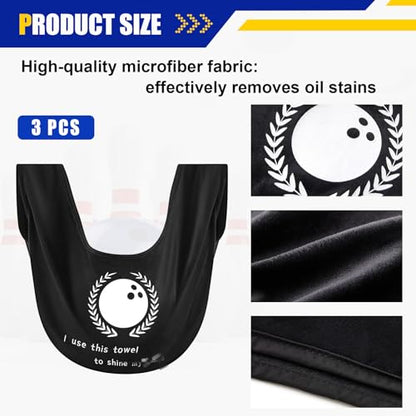 Civaner 3 Pack Bowling Ball Seesaw Bowling Ball Polisher Washable Bowlings Accessories Giant Bow Ling Balls Polisher Cleaner Towel Seesaw Holder Towel Bag Black - style: Novel