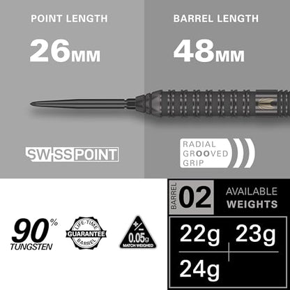 Target Darts Bolide Void 90% Tungsten Dart Set, Steel Tip Swiss Point Darts | 21G/22G/23G/24G/25G/25G | Professional Darts Sets, Black Darts, Swiss Point Tool Included - size: 23G, style: Barrel 02