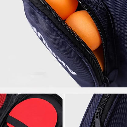 Table Tennis Racket Bag - Waterproof Hard Shell Case, Adjustable Strap Paddle Organizer, Protective Pong Cover, Heavy Duty Equipment Holder, Compact Gear Pouch | Ball Compartment Gym Travel
