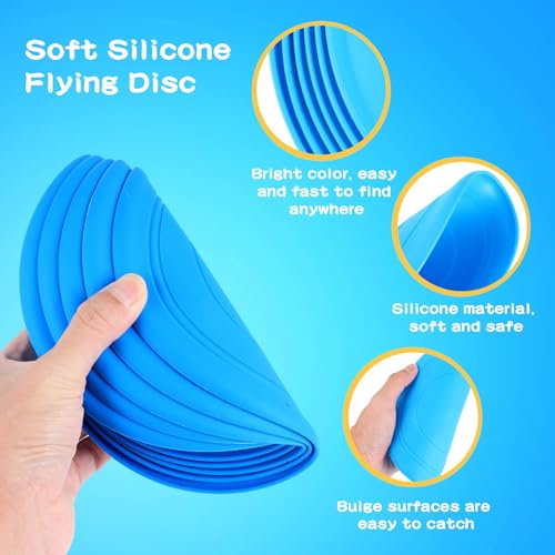 Lenwen 24 Pcs Flying Disc 6.89 Inch Soft Silicone Flying Disks Play Flick Disc for Outdoor Backyard Beach Lawn Sports Park Camping Playing Adults Pet(Blue)